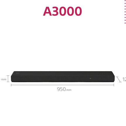 Sony HT-A3000 3.1 ch Dolby Atmos Soundbar for TV, with built-in subwoofer, 360 Spatial Sound Mapping, works with Alexa and Google Assistant
