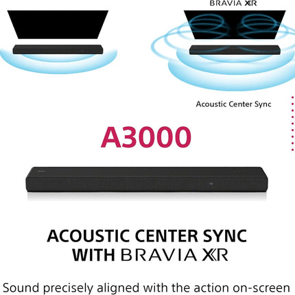 Sony HT-A3000 3.1 ch Dolby Atmos Soundbar for TV, with built-in subwoofer, 360 Spatial Sound Mapping, works with Alexa and Google Assistant