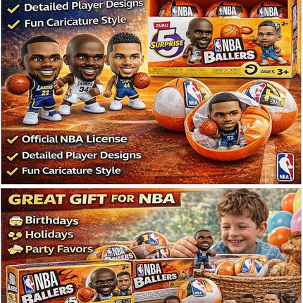 ZURU 5 Surprise NBA Ballers Series 2 Official NBA Collectible Figures & Accessories – Surprise Unboxing Basketball Sports Toy (4 Capsules)