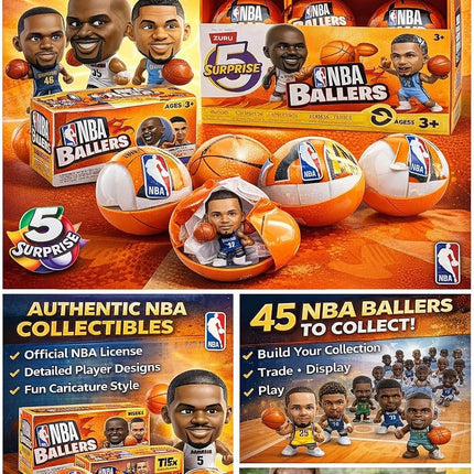 ZURU 5 Surprise NBA Ballers Series 2 Official NBA Collectible Figures & Accessories – Surprise Unboxing Basketball Sports Toy (4 Capsules)