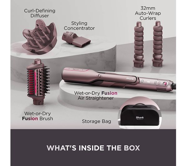 SHARK HD652SUK FlexFusion Straight 5-in-1 Air Styler & Hair Dryer with Storage Case - Cosmic Blush